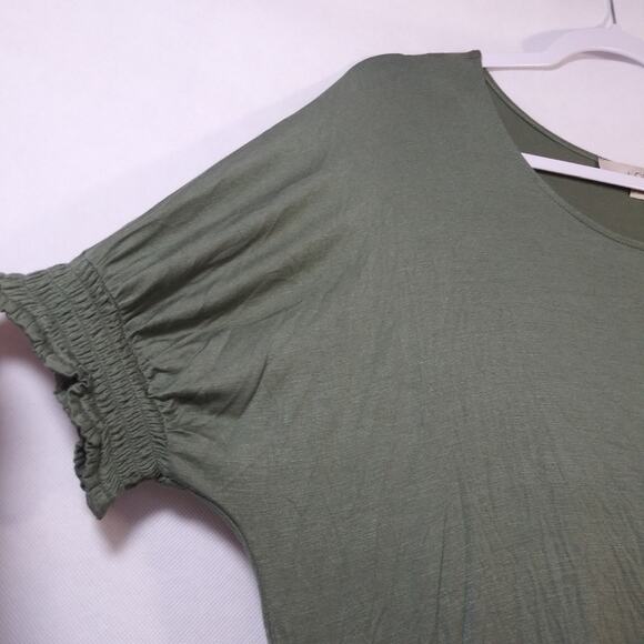 LOFT Solid Green Short Sleeve Casual Oversized Stretch Pullover Shirt Size M - Picture 3 of 8